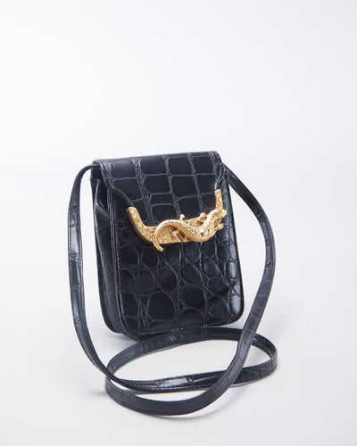 Vintage Reptile Detail Crossbody Bag - O/S
