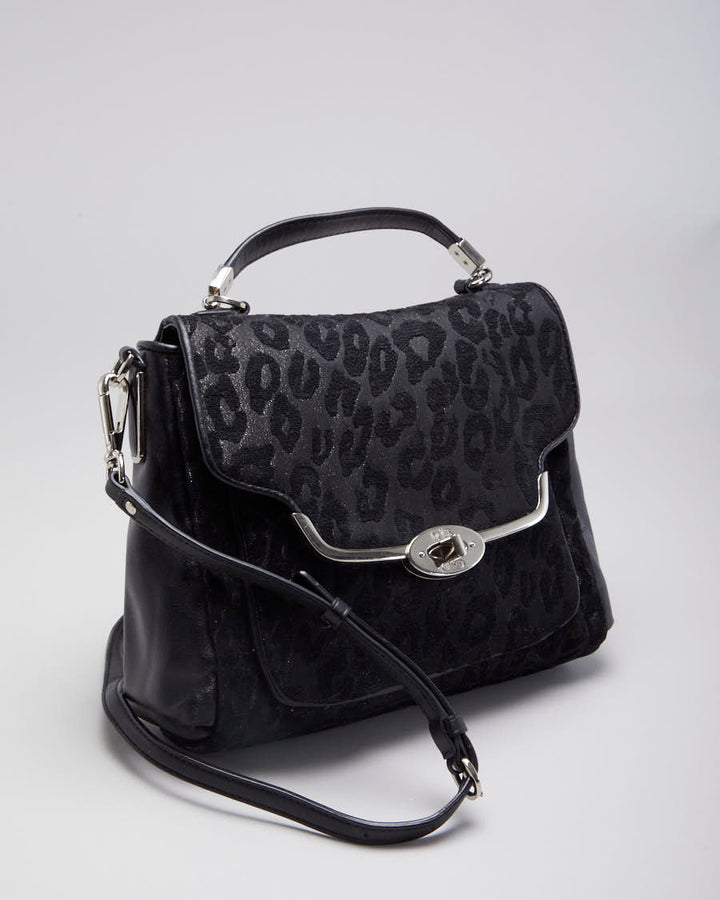 Coach Madison Chenille Ocelot Sadie Flap Satchel Bag