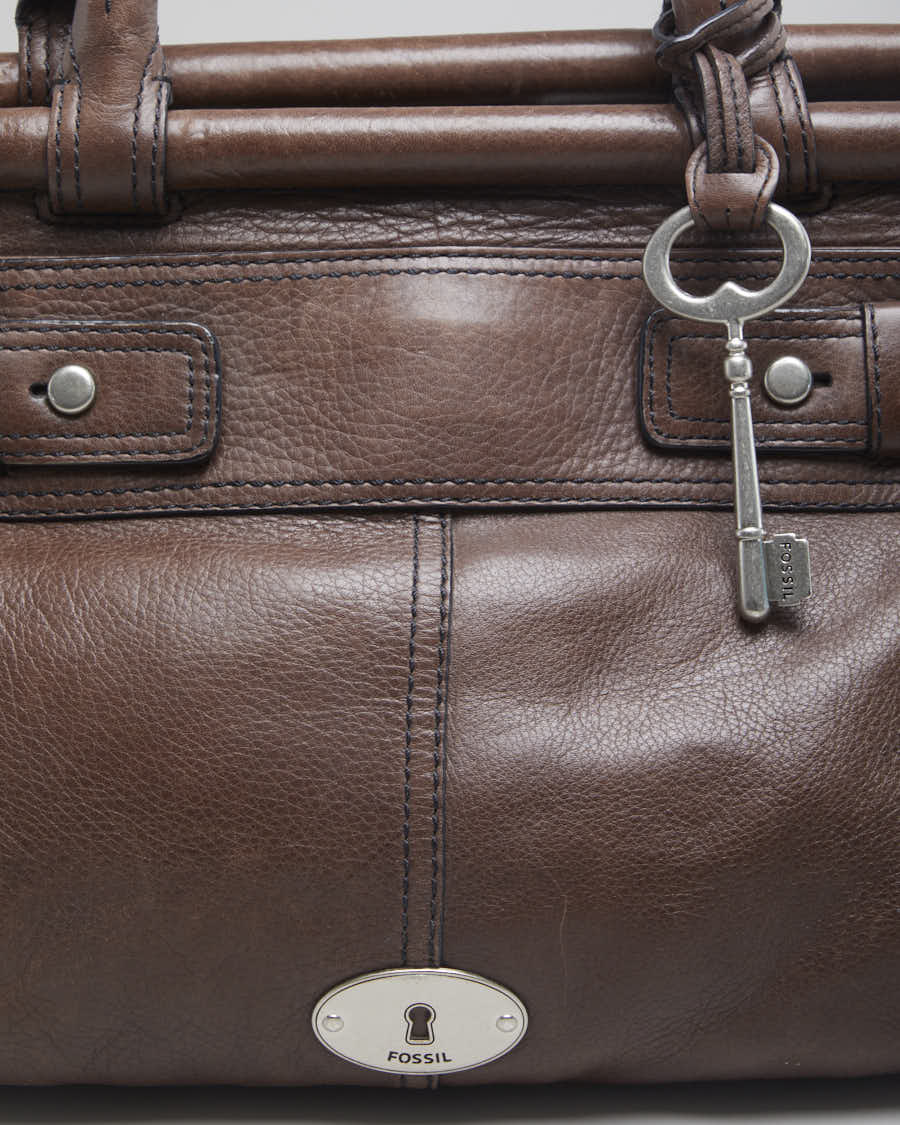 Vintage Women's Fossil Brown Bags With Cross Body Strap And Key Detail