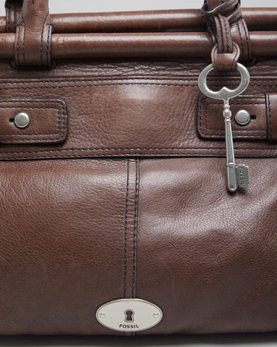 Vintage Women's Fossil Brown Bags With Cross Body Strap And Key Detail