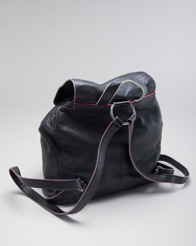 Vintage Black Woman's Billie Leather  Drawstring backpack.