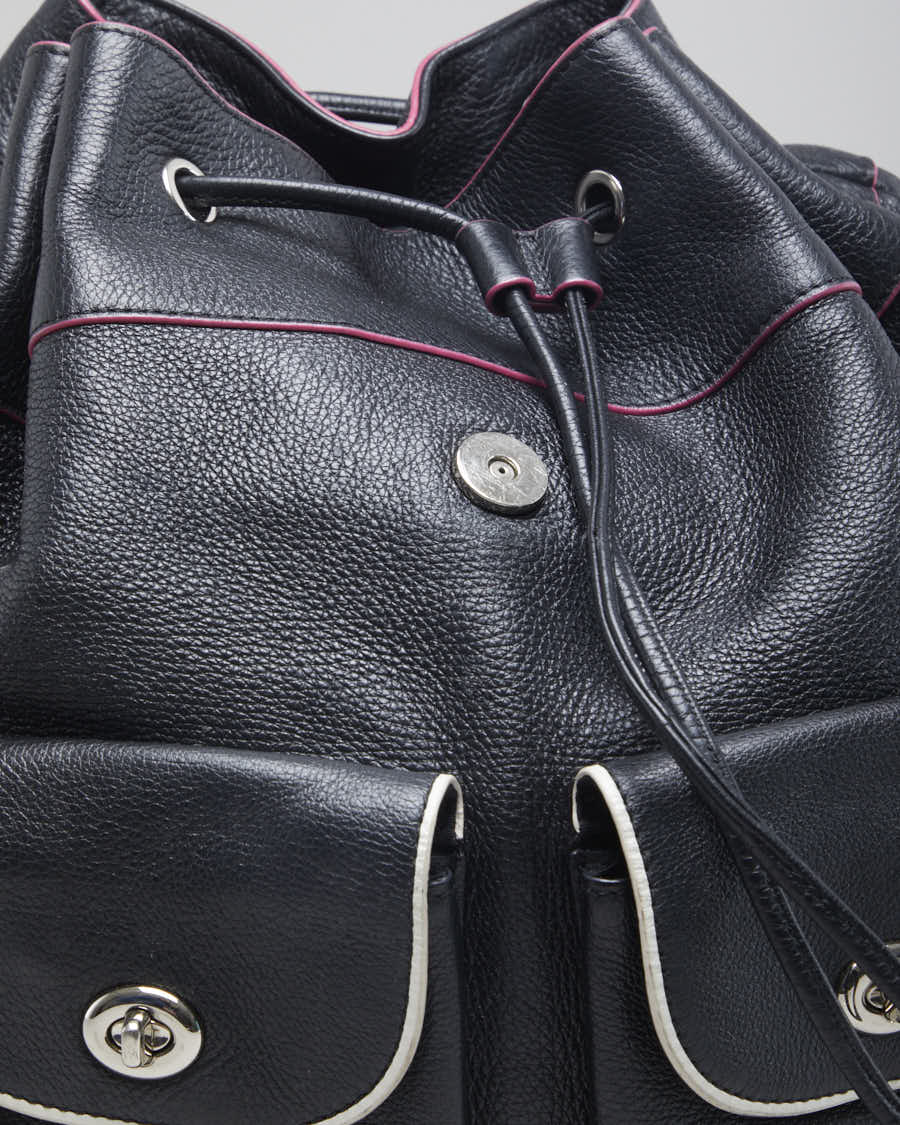 Vintage Black Woman's Billie Leather  Drawstring backpack.