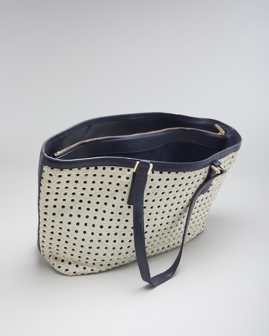 Women's Cream Tory Burch Robinson Weave Tote Bag