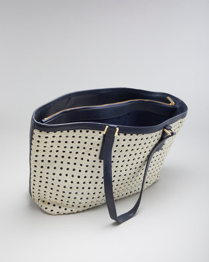 Women's Cream Tory Burch Robinson Weave Tote Bag