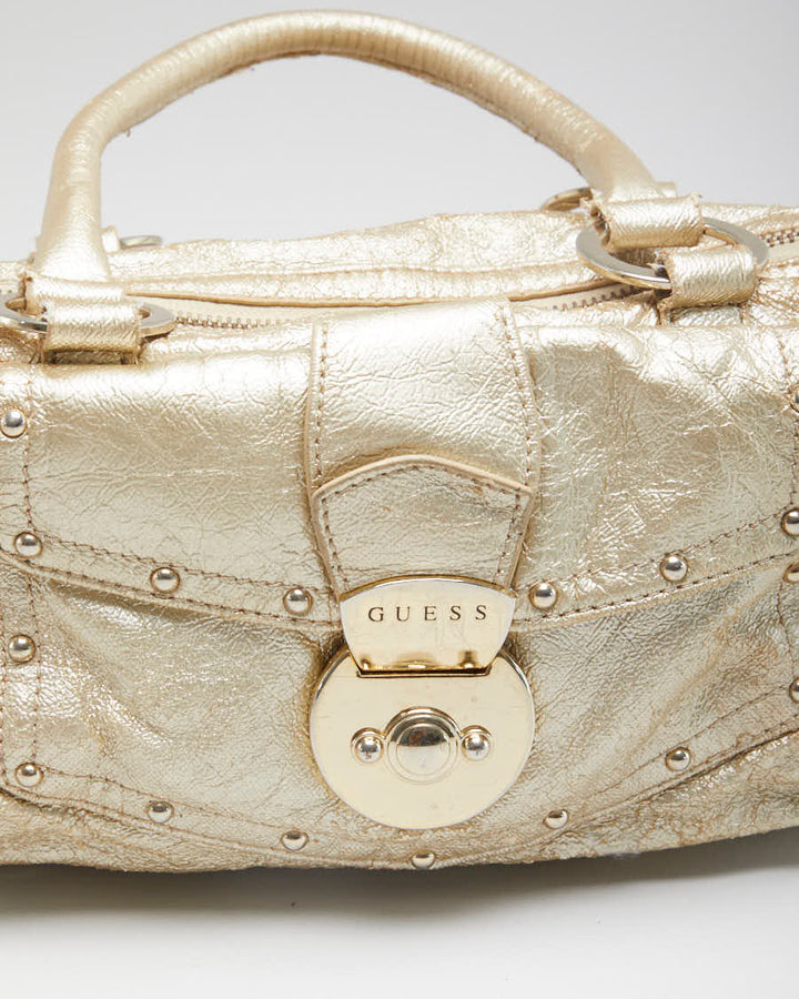 Woman's Vintage Gold Guess Bag With Chain Strap Detail