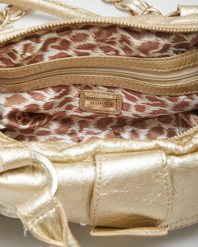 Woman's Vintage Gold Guess Bag With Chain Strap Detail