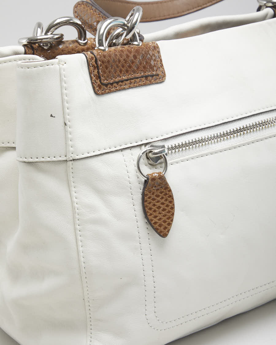 Vintage Woman's Cream And Brown Coach Leather Handbag