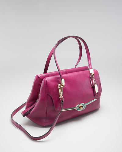 Womens Pink Leather Coach Handbag