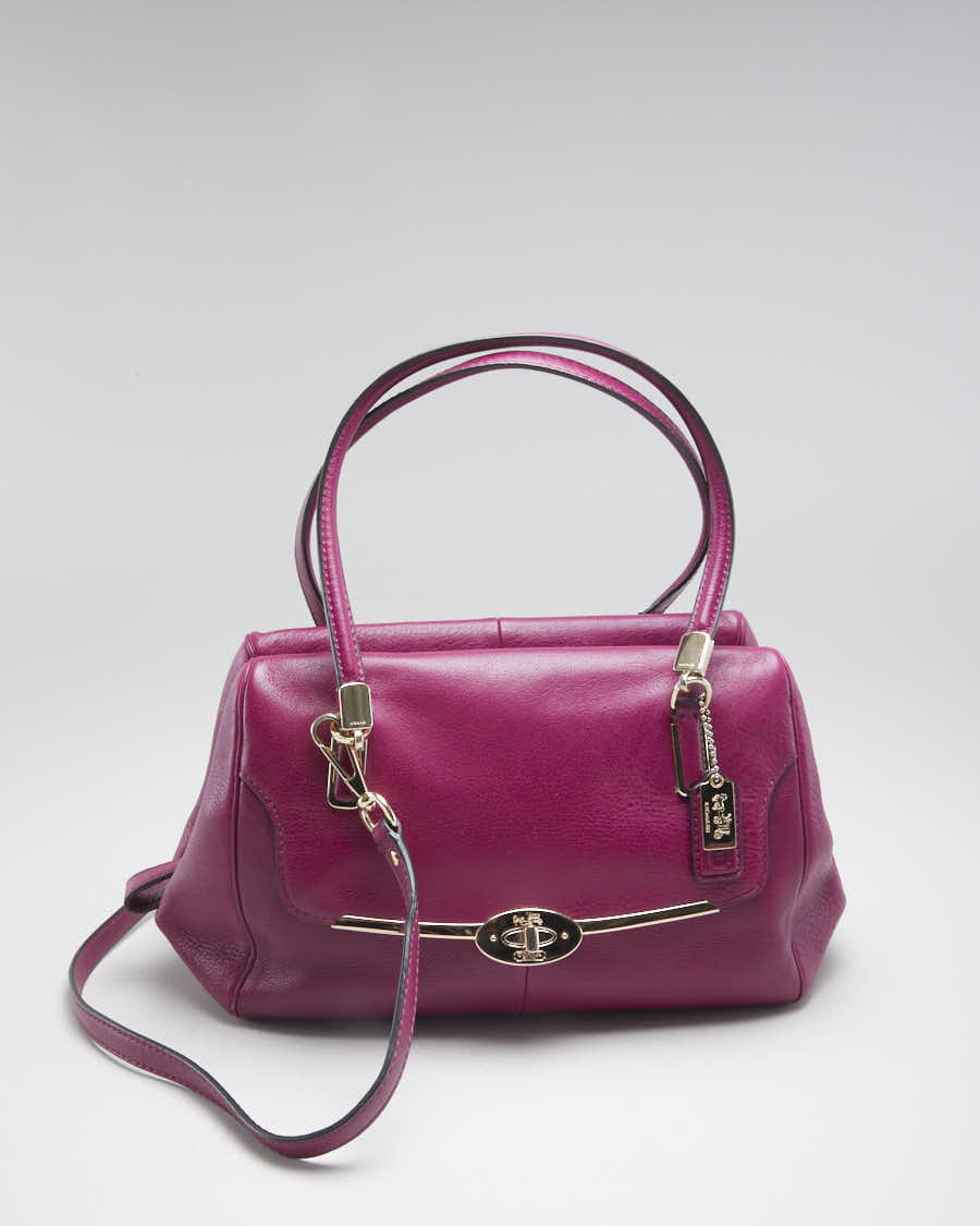 Womens Pink Leather Coach Handbag