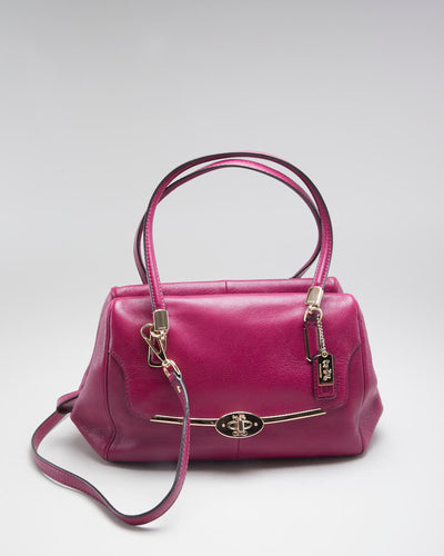 Womens Pink Leather Coach Handbag