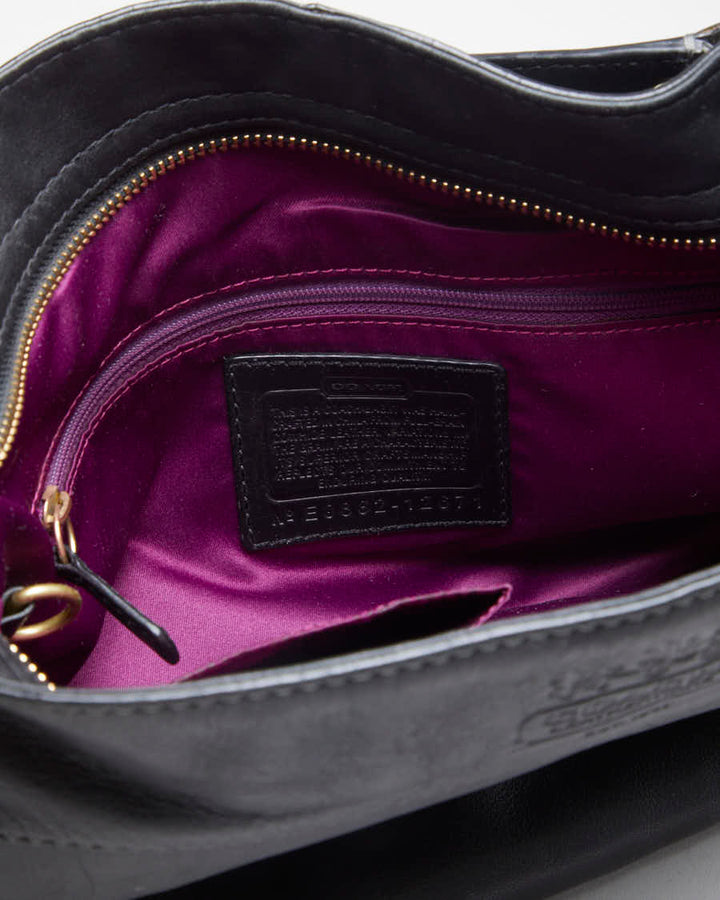 Womens Black Leather Coach Handbag