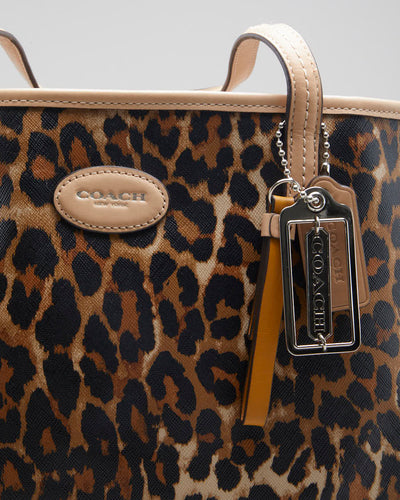 Women's Cheetah Print Coach Tote Bag