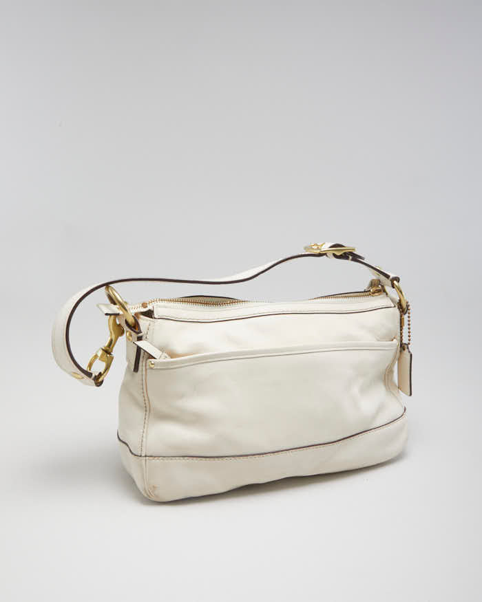 Vintage Y2K Womens Cream Leather Coach Handbag
