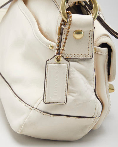 Vintage Y2K Womens Cream Leather Coach Handbag