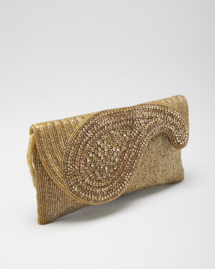 Vintage Women's Gold Beaded Evening Bag