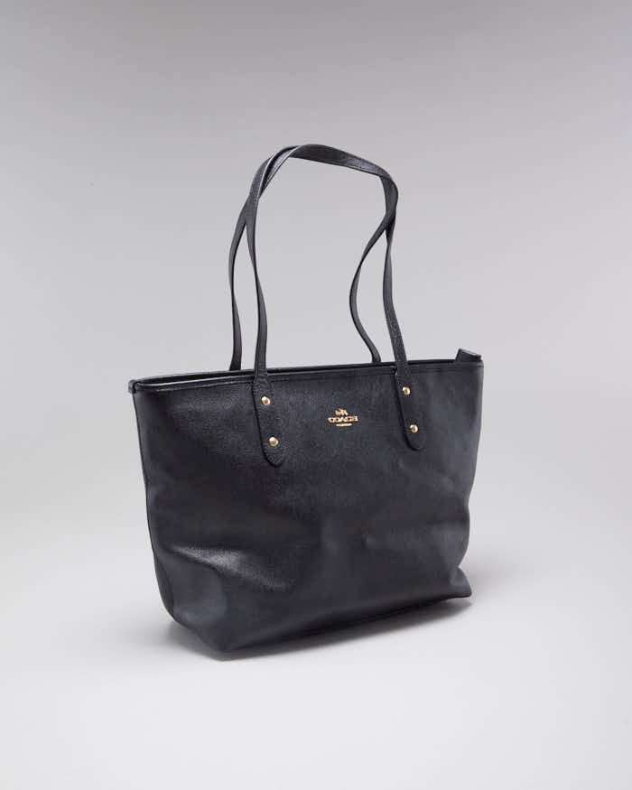 Woman's Black Coach Classic Coated Canvas Tote Bag