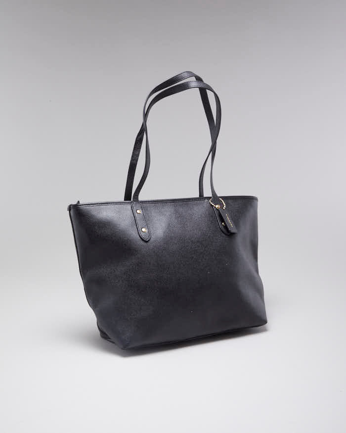 Woman's Black Coach Classic Coated Canvas Tote Bag