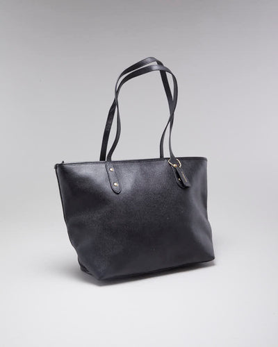 Woman's Black Coach Classic Coated Canvas Tote Bag