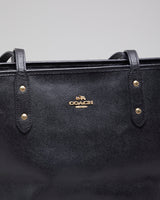 Woman's Black Coach Classic Coated Canvas Tote Bag