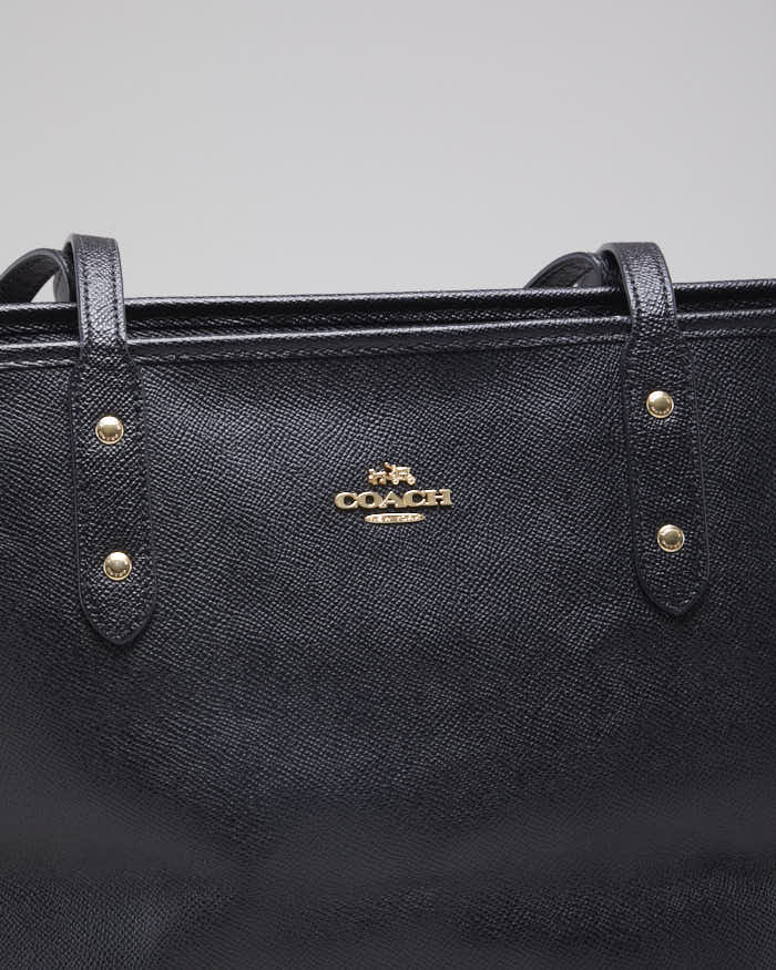 Woman's Black Coach Classic Coated Canvas Tote Bag