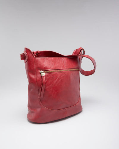 Woman's Red leather Bucket Bag
