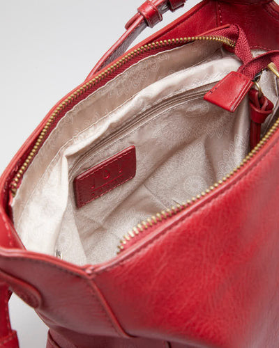 Woman's Red leather Bucket Bag