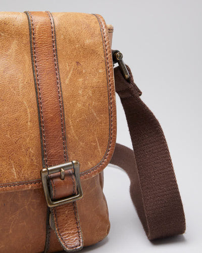 Vintage Woman's Brown Leather Cross Body Satchel