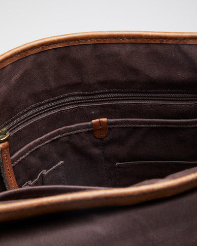 Vintage Woman's Brown Leather Cross Body Satchel