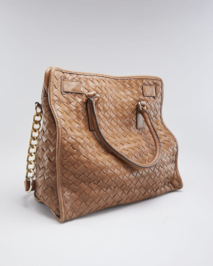 Vintage Woman s Brown Braided Leather Michael Kors Handbag Rokit