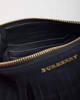 Y2k 00s Burberry Black Suede Fringe Crossbody Bag