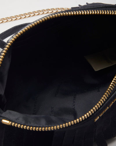 Y2k 00s Burberry Black Suede Fringe Crossbody Bag
