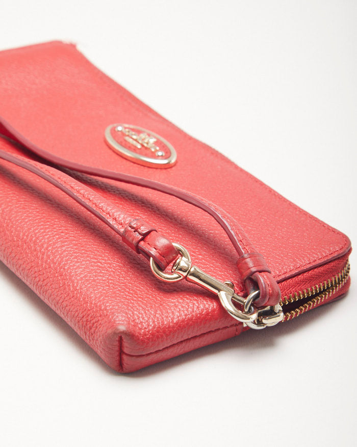 Coach Red Leather Clutch Purse Bag