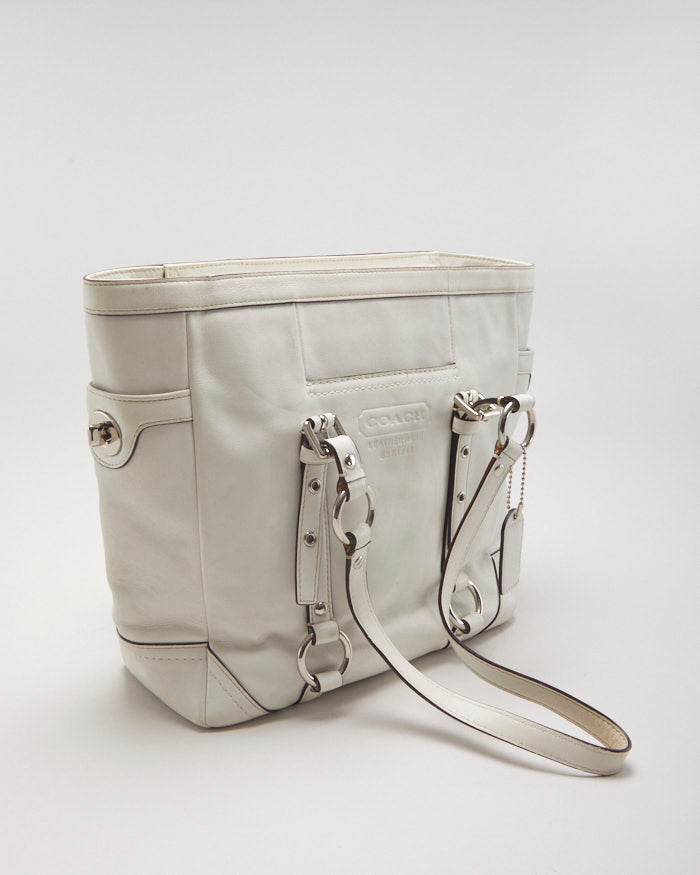 Vintage 00s Coach Ivory Gallery Leather Tote Bag