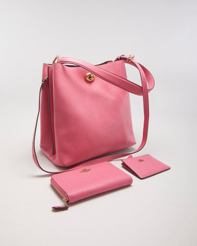 Coach Charlie Bucket Bag Pink With Matching Purse And Card Holder