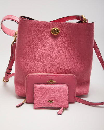 Coach Charlie Bucket Bag Pink With Matching Purse And Card Holder