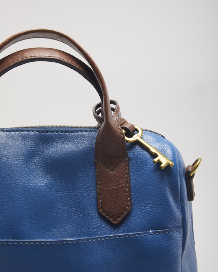 Fossil Blue Leather Bag