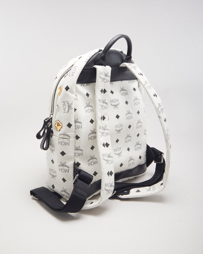 MCM Stark White Leather Backpack