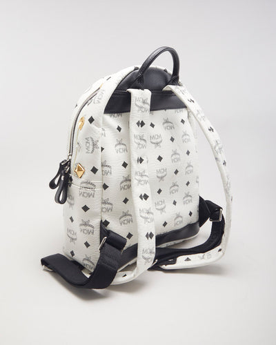 MCM Stark White Leather Backpack