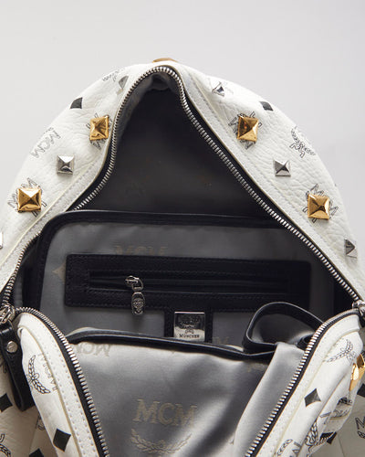 MCM Stark White Leather Backpack