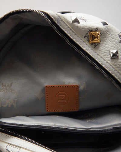 MCM Stark White Leather Backpack