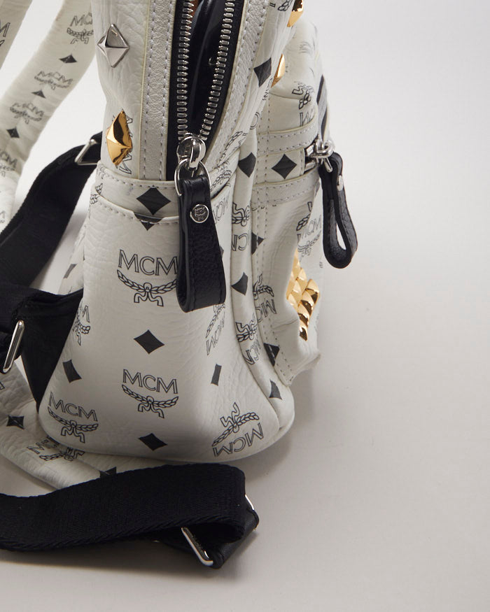 MCM Stark White Leather Backpack