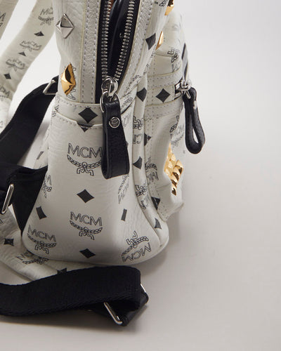 MCM Stark White Leather Backpack