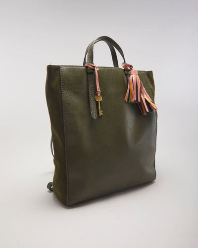 Fossil Green Leather Backpack