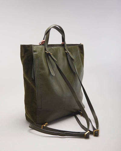 Fossil Green Leather Backpack