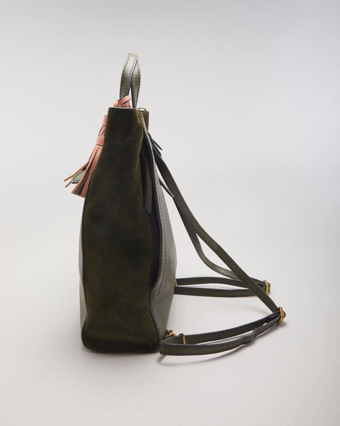 Fossil Green Leather Backpack