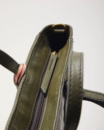 Fossil Green Leather Backpack