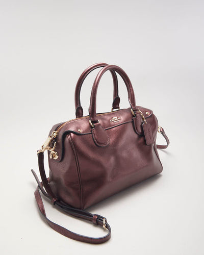 Coach Red Metallic Leather Crossbody Bag