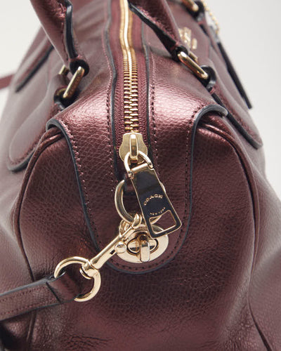 Coach Red Metallic Leather Crossbody Bag