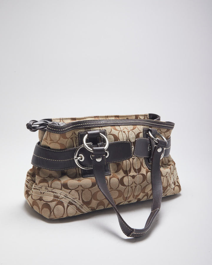 Sac À Main Monogramme En Toile Marron Coach