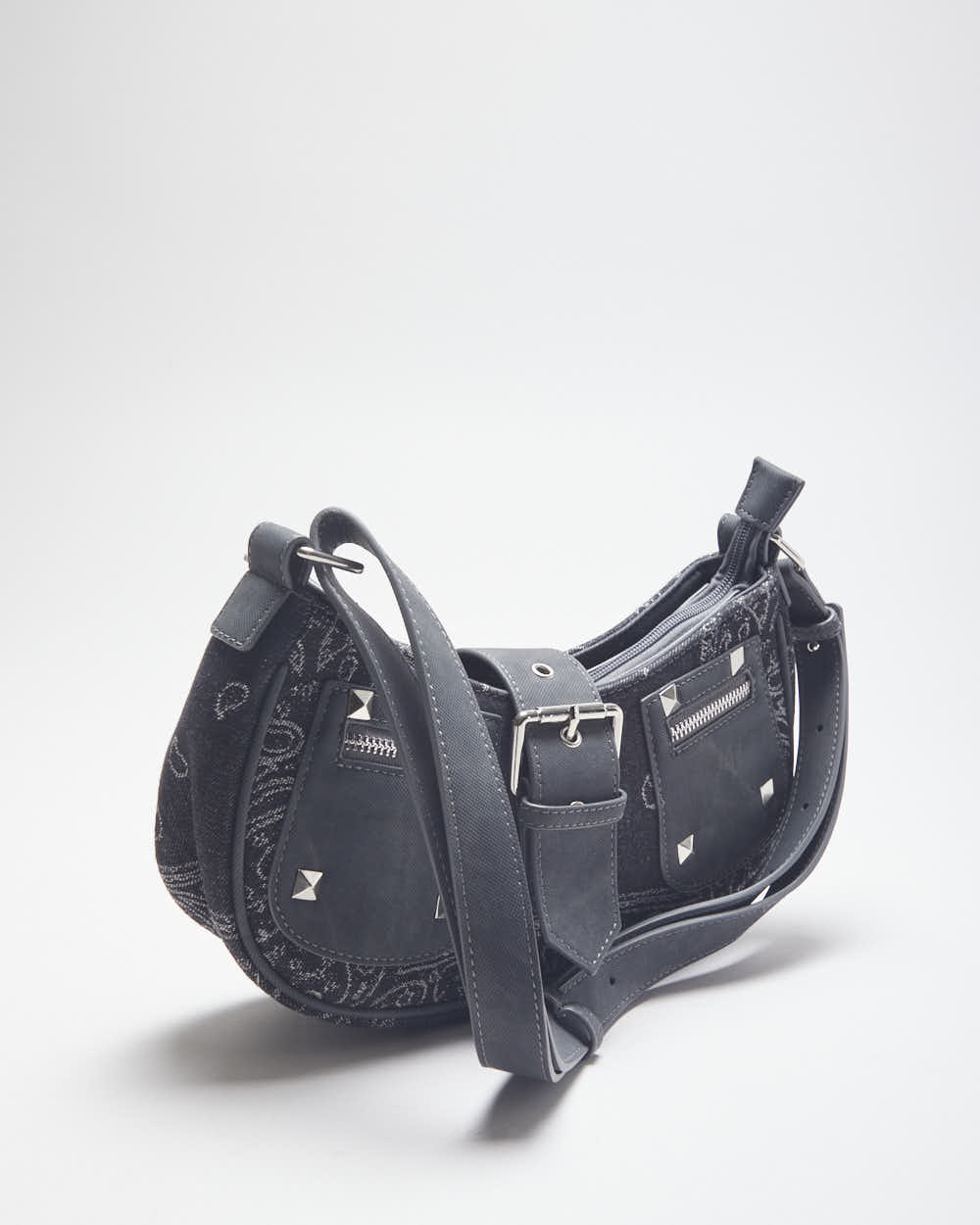 Y2k 00s Paisley Pattern Studded Mini Shoulder Bag